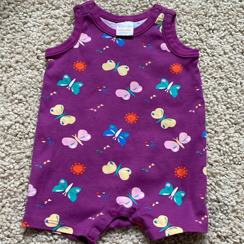 Hanna Andersson baby adorable butterfly romper w/suede onesie